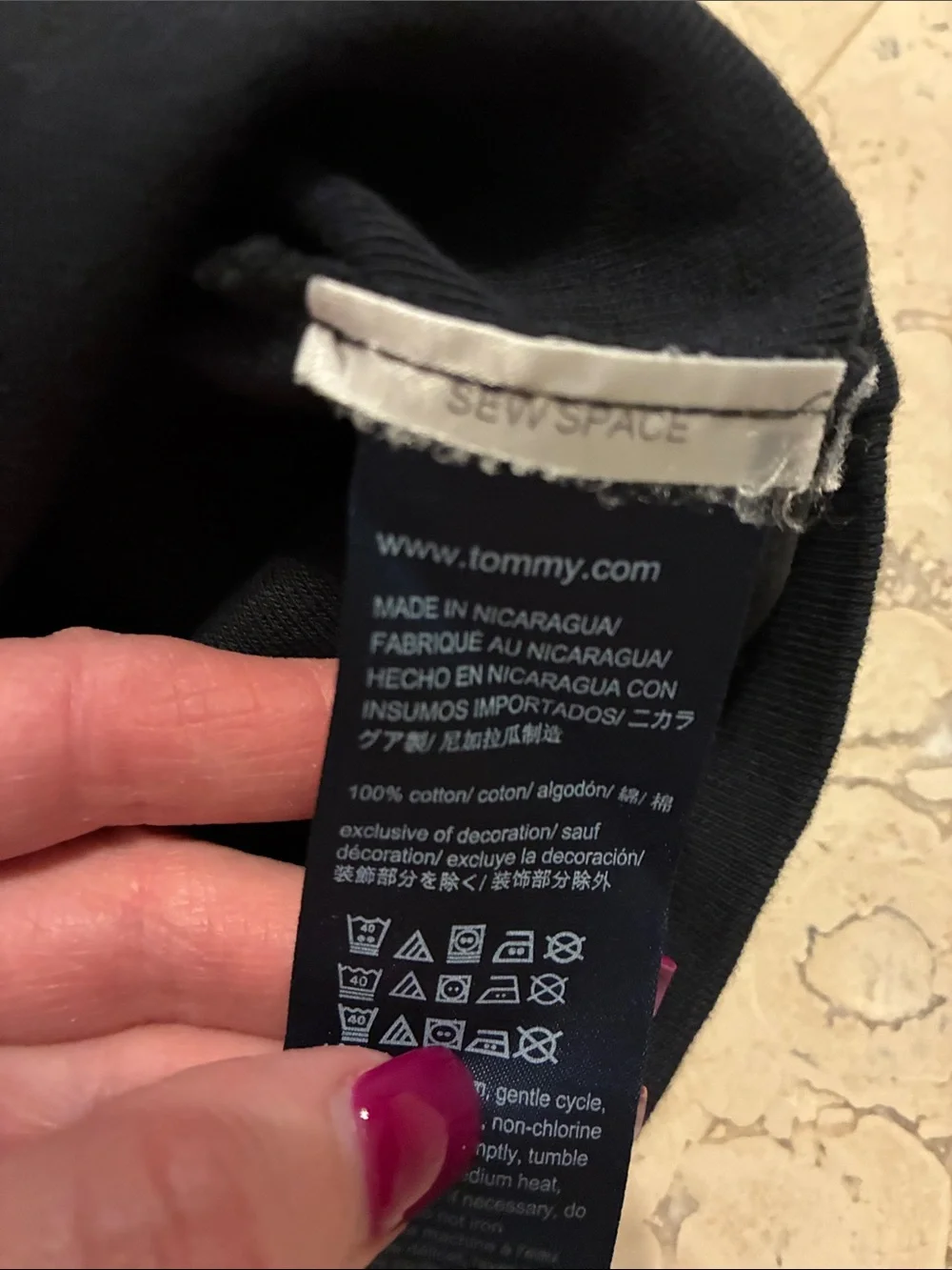 Tommy Hilfiger Black V-Neck Short Sleeve Tee - Picture 3 of 3